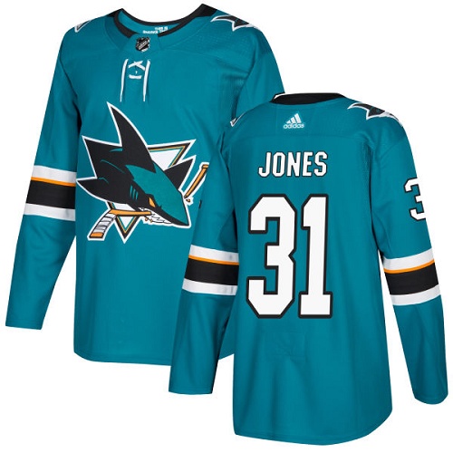 Adidas Men San Jose Sharks 31 Martin Jones Teal Home Authentic Stitched NHL Jersey